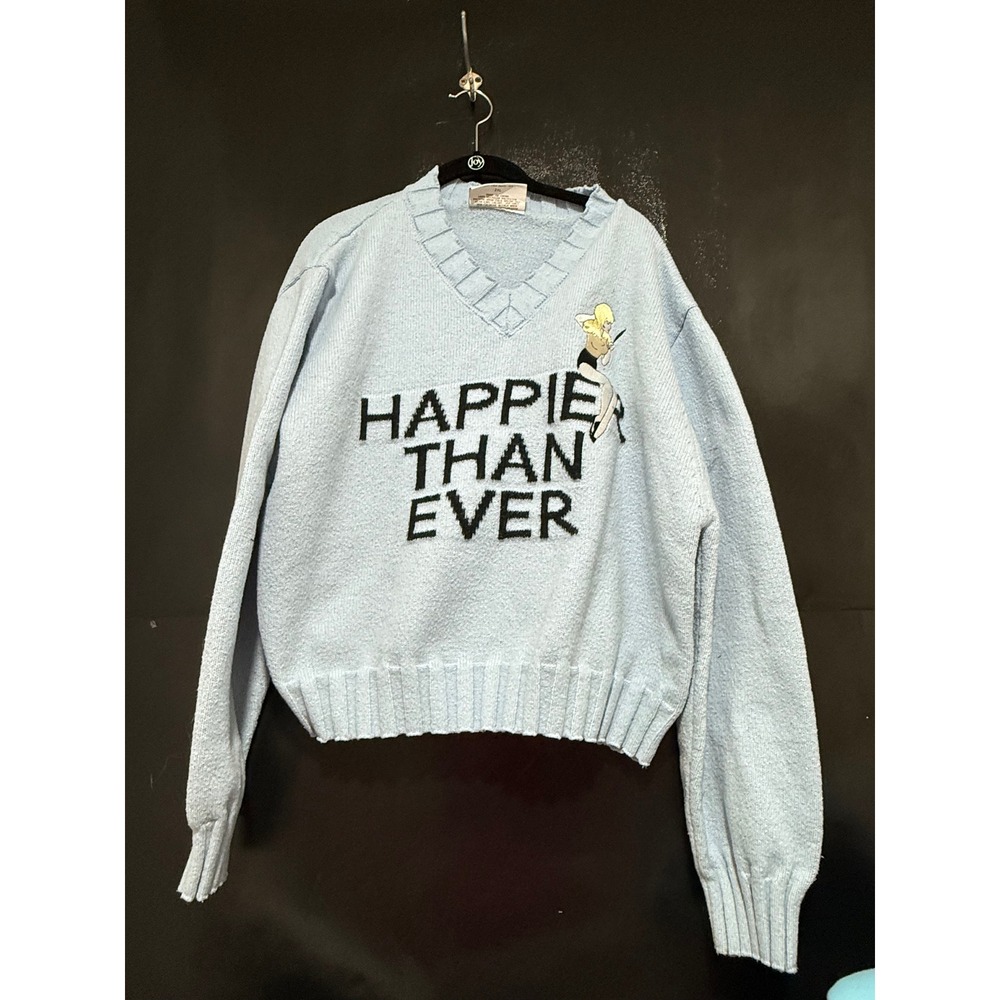 Billie Eilish Happier Than Ever Blue Knit V-Neck Sweater 2XL 2021 Lash Music LLC
